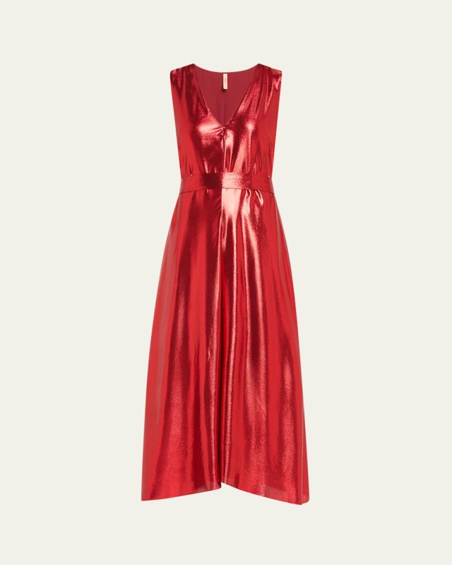 Shiny Metallic Midi Dress